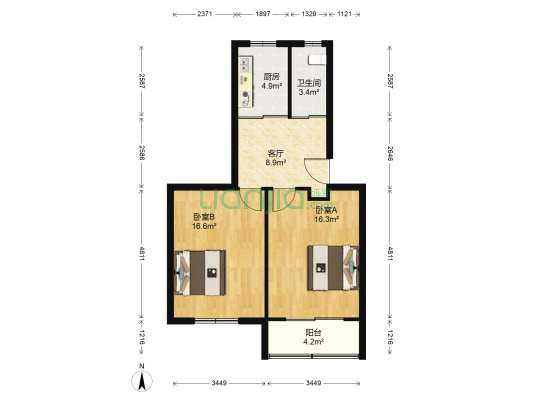 虹桥六村南区 2室1厅1卫 65平方