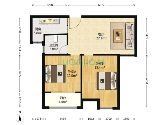 荷湖星城 2室1厅1卫 89平方
