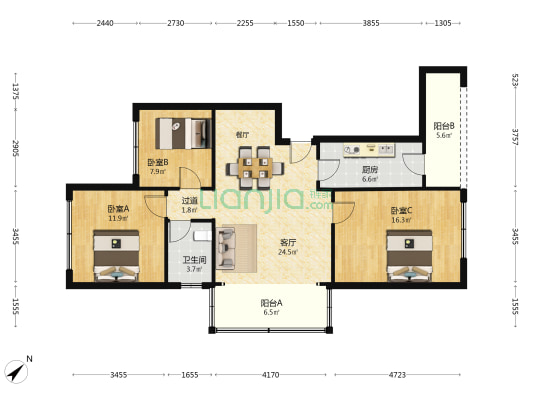 虹阳路49号 3室1厅1卫 98平方