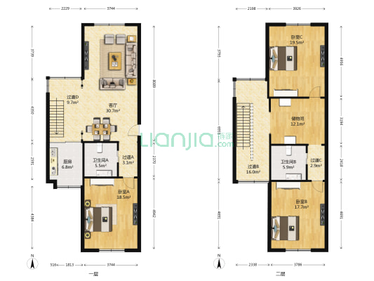 吉安大厦 3室1厅2卫 166平方