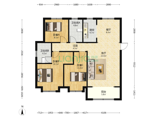 金都九珑宸 3室2厅2卫 128平方