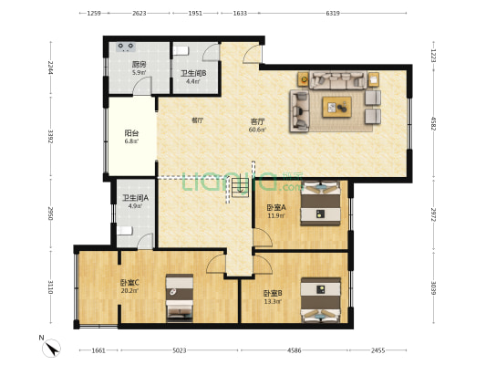 彭州市机关幼儿园家属区 3室1厅2卫 145平方