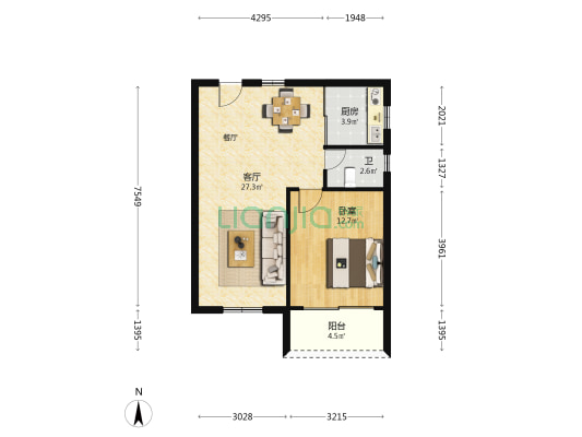 小王府巷1号 1室1厅1卫 68平方