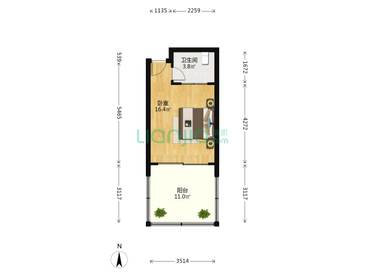 河滨花园 1室0厅1卫 38平方