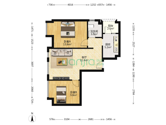 双华苑(成华) 2室1厅1卫 72平方