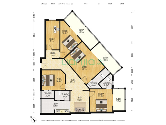 莹华寺街27号 5室1厅4卫 147平方