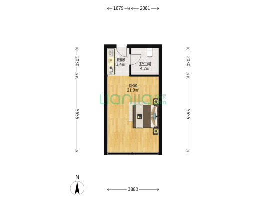 喜盈门豪威公馆 1室0厅1卫 38平方