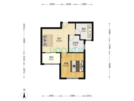 东江新苑 1室1厅1卫 57平方