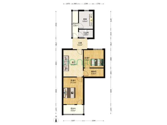 普济巷 2室1厅1卫 68平方