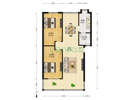 骨胶厂还建房 2室1厅1卫 97平方