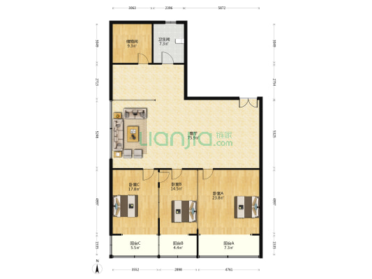 越秀大厦 3室1厅1卫 228平方