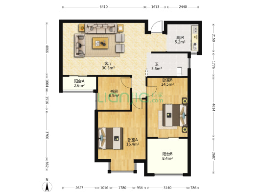 金色港湾 3室1厅1卫 109平方