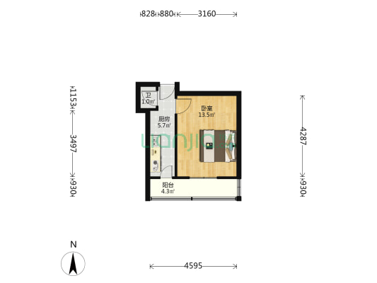 槐安西路制镜厂宿舍 1室0厅1卫 29平方