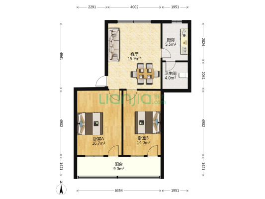 信阳路10号 2室1厅1卫 85平方