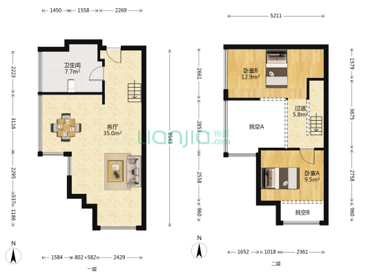 融和·华府城市广场 2室1厅1卫 67平方