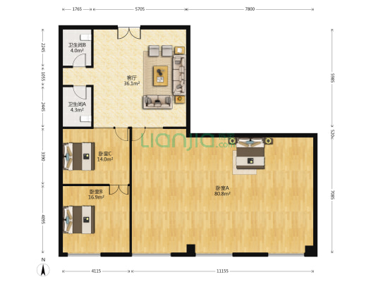 风尚宜都 3室1厅2卫 294平方