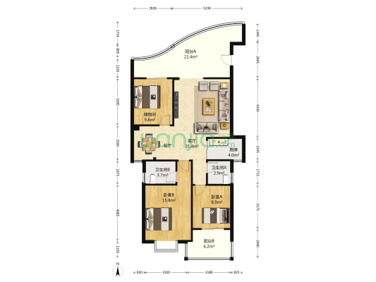 美地雅登一里 2室1厅2卫 60平方