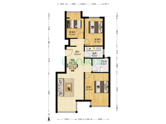 馨语星苑 3室1厅1卫 89平方