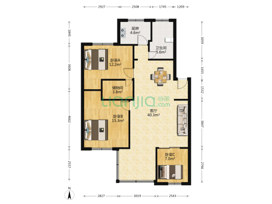 钱王街767/769号 3室1厅1卫 105平方