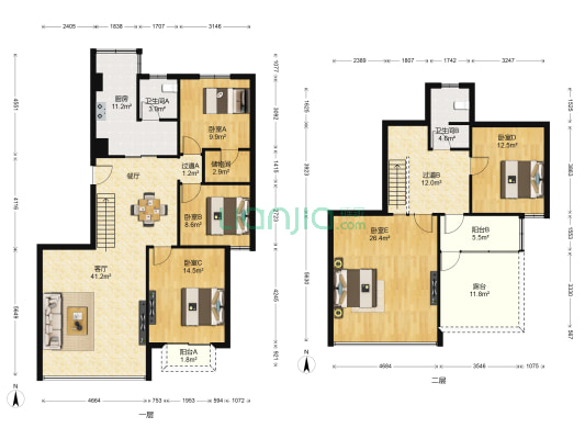 清江花苑碧波园 5室1厅2卫 198平方