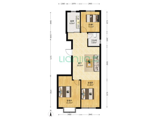 恒信华府 3室1厅1卫 104平方