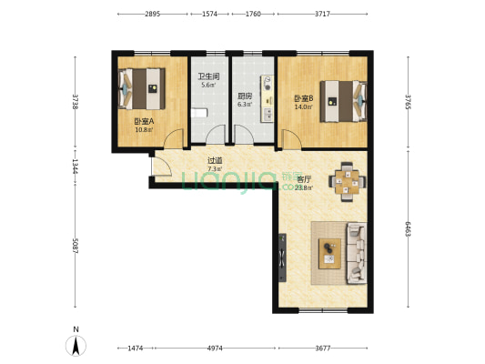 德江园 2室1厅1卫 99平方