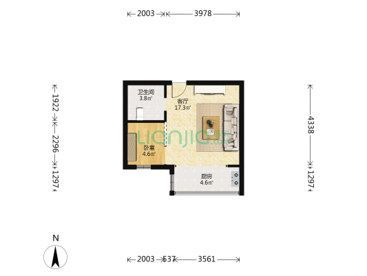 锦泉源B4区公寓 1室1厅1卫 40平方
