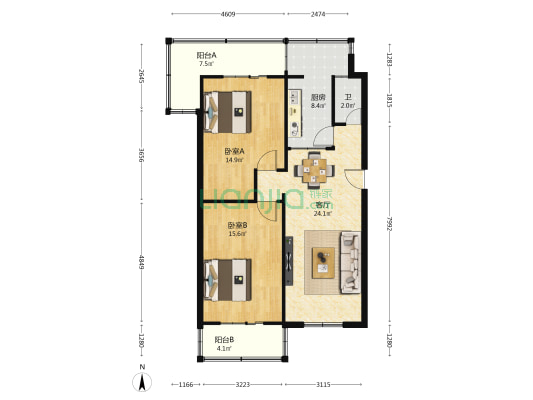 兰州城建学校家属楼 2室1厅1卫 75平方