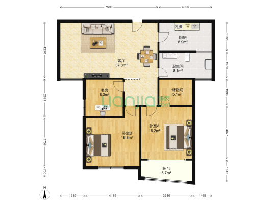 荥正佳苑 3室1厅1卫 140平方