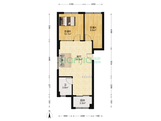 锦绣新城一期 2室1厅1卫 65平方