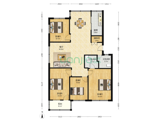华兴路276弄18号 4室1厅2卫 133平方