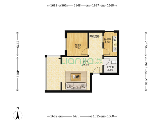 天顺家园三区 2室1厅1卫 62平方