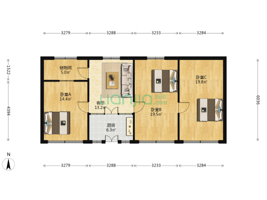 新华路四段 3室1厅0卫 100平方