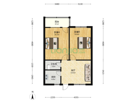 文光小区 2室1厅1卫 67平方
