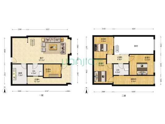 一城新界 4室1厅2卫 85平方