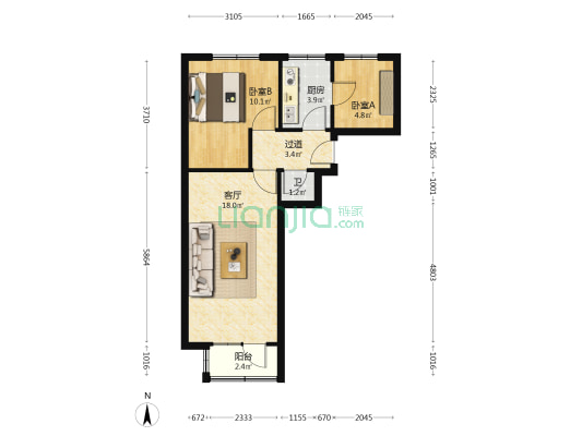 兰石家属院（郑家庄） 2室1厅1卫 50平方