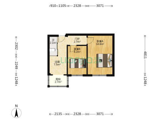 迎新社区 2室0厅1卫 52平方