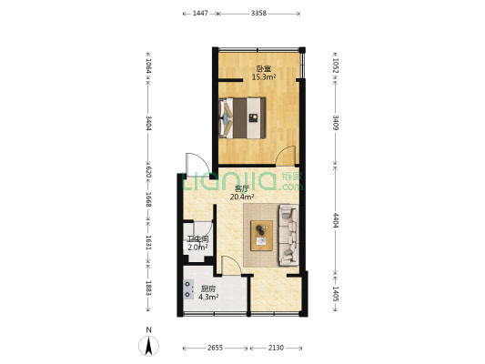 郭家桥北街10号 1室1厅1卫 48平方