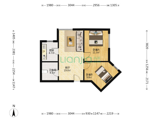 中交海河公馆 2室1厅1卫 79平方