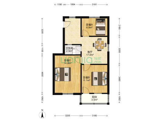 广济路238号 3室1厅1卫 69平方