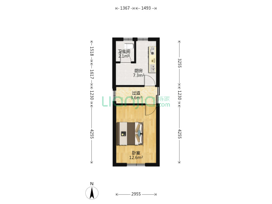 华晶新村北区 1室0厅1卫 35平方