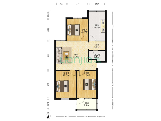 建苑小区 3室1厅1卫 92平方