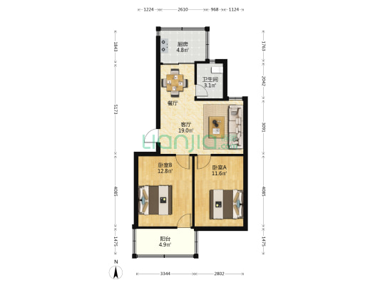 公交小区 2室1厅1卫 74平方