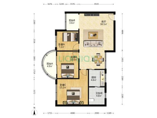 石人巷4号 3室1厅1卫 87平方