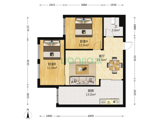 黄桷雅居 2室1厅1卫 55平方