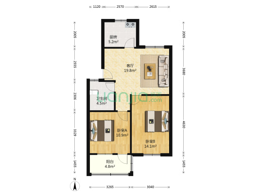 北苑小区(婺城区) 2室1厅1卫 71平方