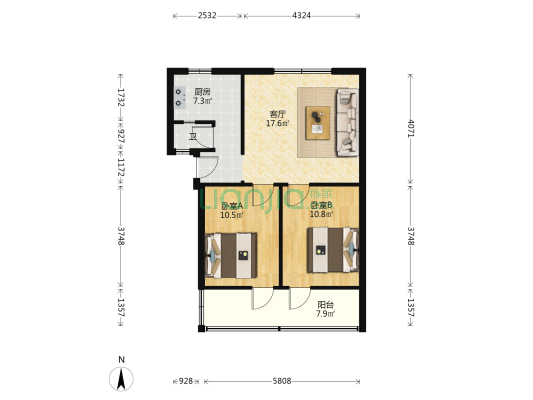 石井坡 2室1厅1卫 65平方