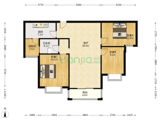 润海欢喜地 3室1厅1卫 116平方
