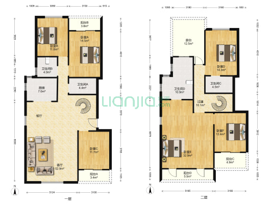 时代俊园翔盛园 6室1厅4卫 240平方