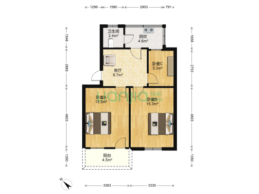 校园路120号 3室1厅1卫 65平方